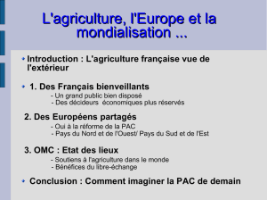 L`agriculture, l`Europe et la mondialisation