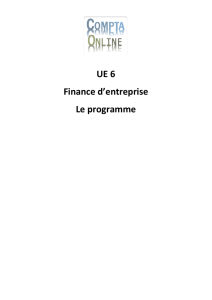UE 6 Finance d`entreprise Le programme