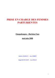 PRISE EN CHARGE DES FEMMES PARTURIENTES Ouagadougou