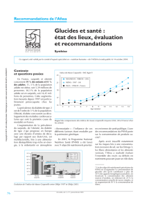 Recommandations de l`Afssa Glucides et santé : état des lieux