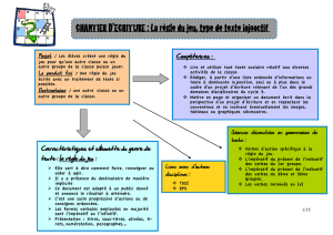 Chantier d`écriture LA REGLE DU JEU