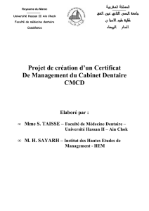 Projet de création d`un Certificat De Management du Cabinet