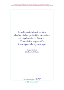 Les disparités territoriales d`offre et d`organisation des soins en