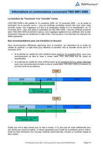 Informations et commentaires concernant l`ISO 9001 : 2008 (mars