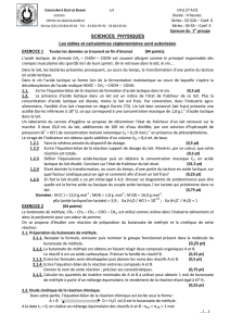 SCIENCES PHYSIQUES EXERCICE 2 (0,25 pt)