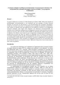 Croissance endogène et politique environnementale : les