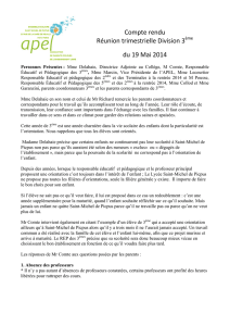 Compte rendu Réunion trimestrielle Division 3 du 19 Mai 2014