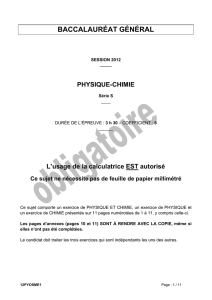 Sujet officiel complet du bac S Physique-Chimie