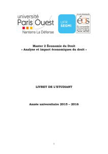 Master 2 Économie du Droit « Analyse et impact économiques du
