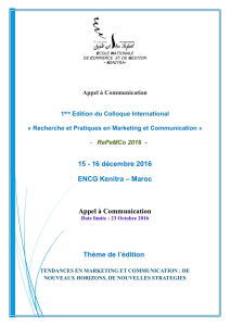 15 - 16 décembre 2016 ENCG Kenitra – Maroc Appel à