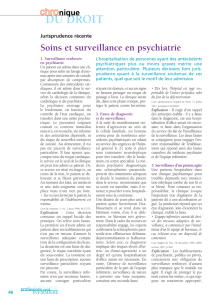 Jurisprudence récente - Soins et surveillance en psychiatrie