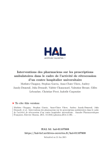 Interventions des pharmaciens sur les prescriptions - HCL