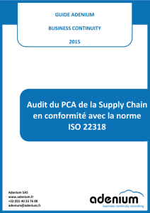 Audit du PCA de la Supply Chain en conformité avec la norme ISO