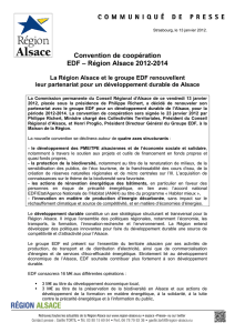 Convention de coopération EDF – Région Alsace 2012-2014