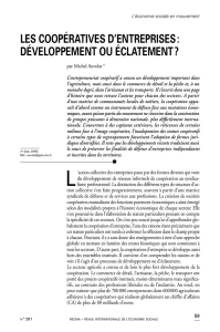 les coopératives d`entreprises : développement ou