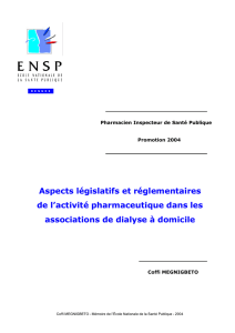 Aspects législatifs et réglementaires de l`activité pharmaceutique