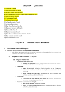 Chapitre 0 Questions : Chapitre 1 : Fondements du droit fiscal I