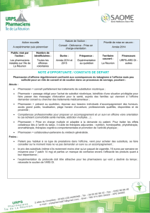 NOTE d`OPPORTUNITE / CONSTATS DE DEPART