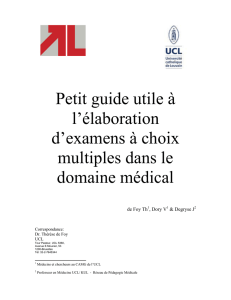 Petit guide utile à l`élaboration d`examens à choix multiples