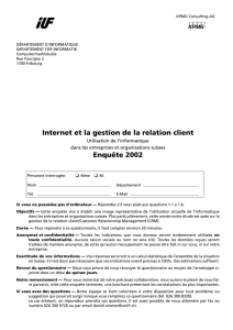 Internet et la gestion de la relation client, Enquête 2002 - Diuf