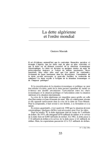 La dette algérienne et l`ordre mondial