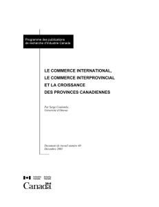 Le commerce international, le commerce interprovincial