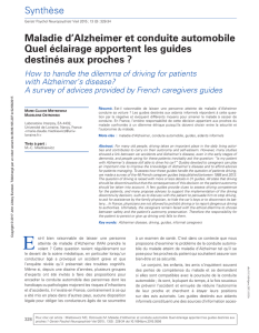Maladie d`Alzheimer et conduite automobile Quel éclairage