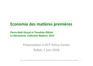 Economie des Matières Premières » OCPPC, Rabat, 2 juin