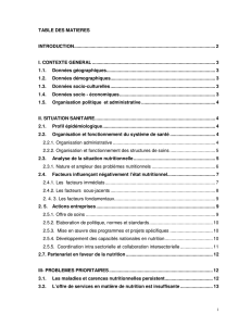 TABLE DES MATIERES INTRODUCTION