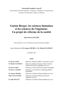 Gaston Berger, les sciences humaines et les sciences de l`ingénieur