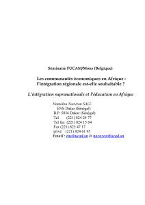 L`intégration supranationale et l`éducation en Afrique - Fastef