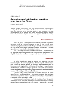 Autobiographie et Derrida: questions pour Jean-Luc
