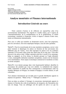 Analyse monétaire et Finance internationale