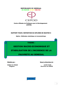 Gestion macroéconomique et stabilisation de l`indice de la pauvreté