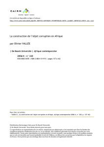 La construction de l`objet corruption en Afrique