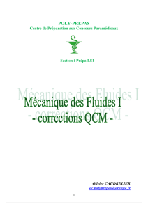 Mécanique des Fluides correction QCM I - Poly