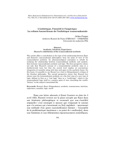L`esthétique, l`intuitif et l`empirique. La refonte husserlienne de l