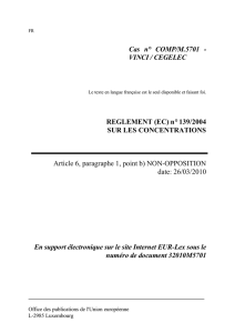 Cas n° COMP/M.5701 - VINCI / CEGELEC REGLEMENT (EC) n