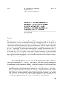 activité et passivité chez marx et spinoza. lire l`aliénation et l`