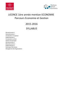 L1 éco gestion 2015-2016 - L`École d`économie de Toulouse