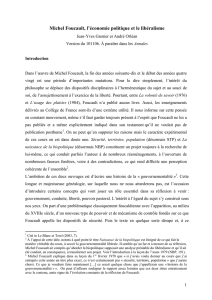 Michel Foucault, l`économie politique et le libéralisme