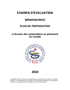 EXAMEN D`ÉVALUATION (pharmaciens) 2010