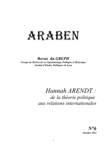 Araben, Volume 6, "Hannah ARENDT : de la théorie