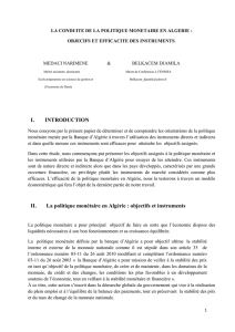 la politique monétaire en Algérie