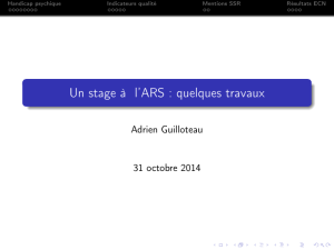 Un stage à l`ARS : quelques travaux