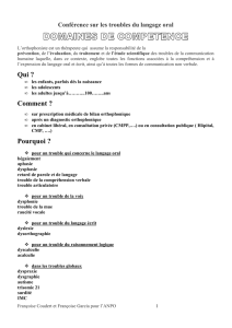 Conférence sur les troubles du langage oral par les orthophonistes