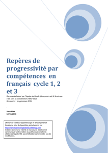 Repères de progressivité par compétences en français cycle 1, 2 et 3