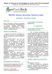 Master en Sciences et Technologies du Vivant et
