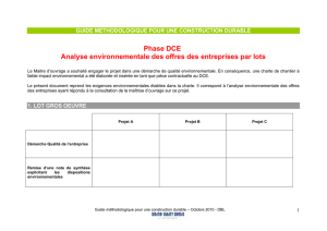 Phase DCE Analyse environnementale des offres des entreprises