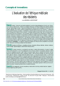 L`évaluation de l`éthique médicale des résidents